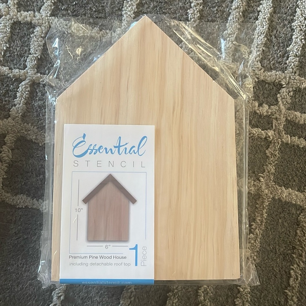 Essential Stencil Pine Wood  House Cutout